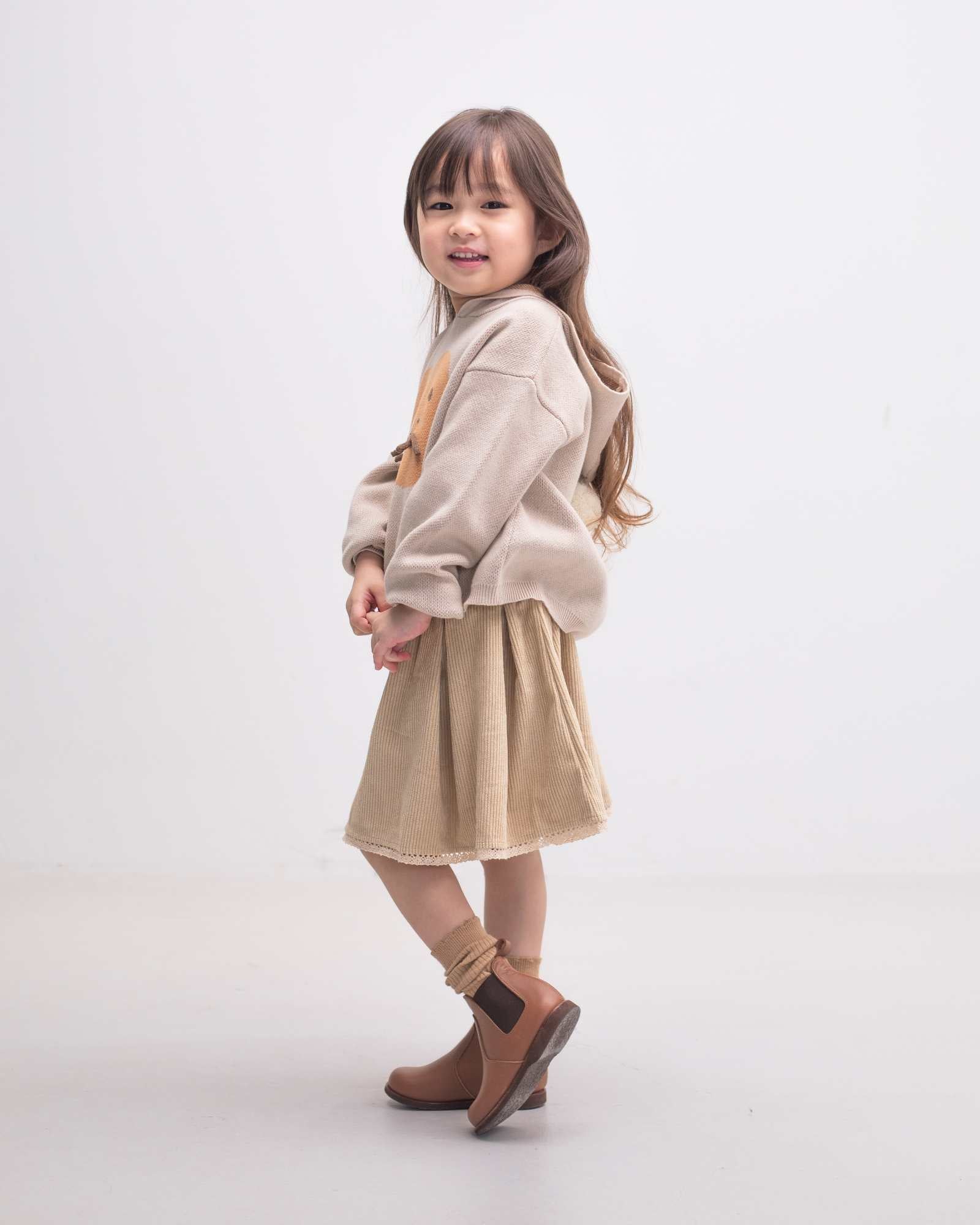 Khaki Lace Pleated Skirt (Kids & Adults)