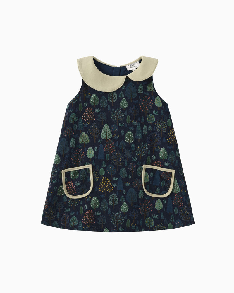 Forest Asymmetrical Collar Girls Dress